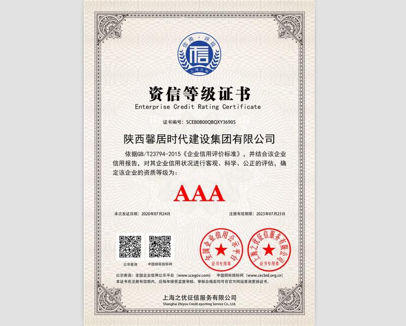 资信等级证书